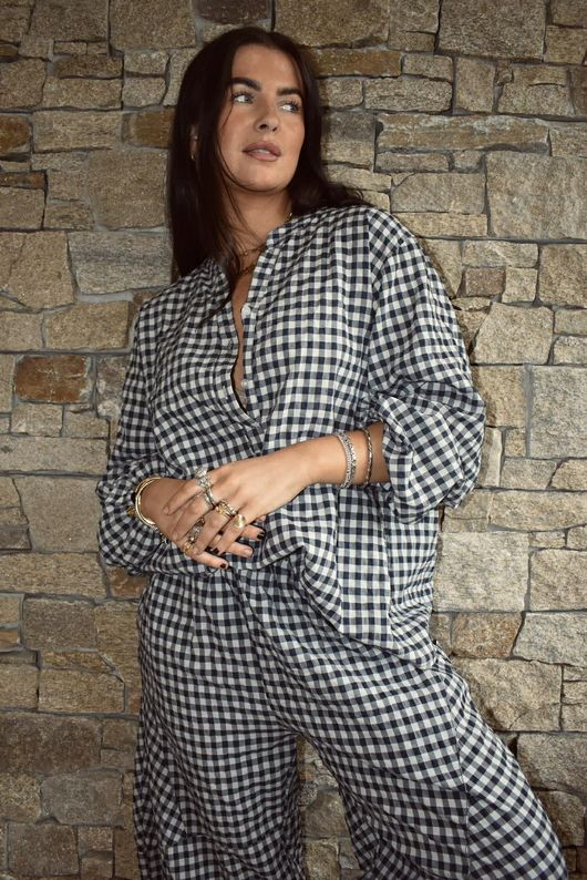 Nonni Gingham Nero Blouse Navy